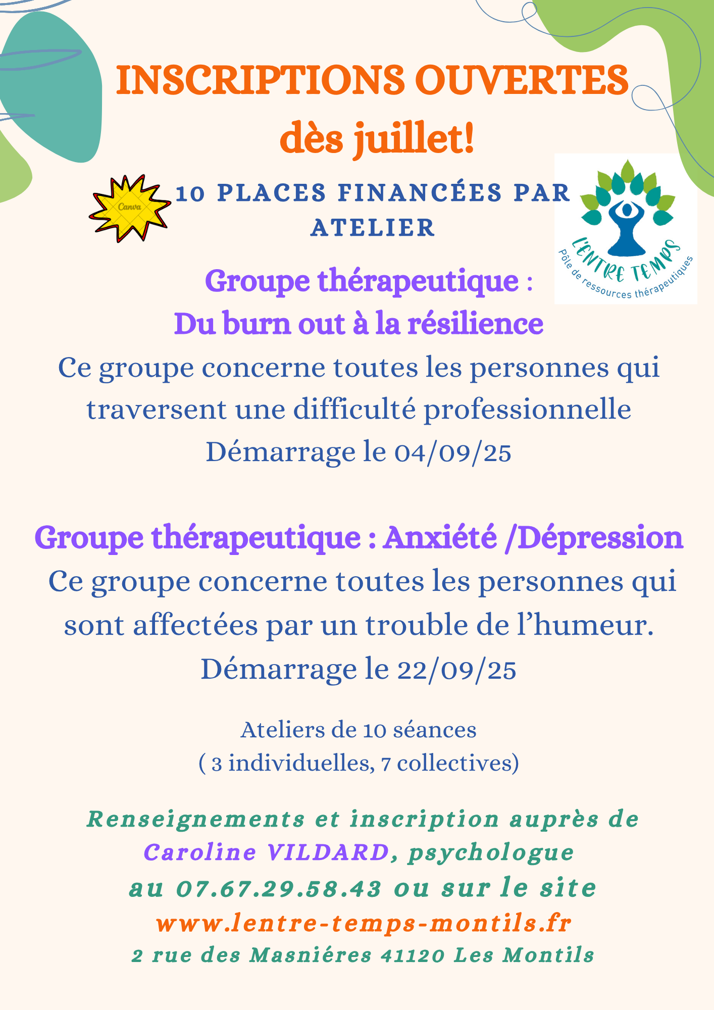 Inscriptions aux groupes thérapeutiques